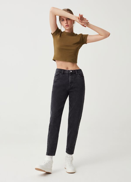 Jeans mom fit a vita alta Baby Angel