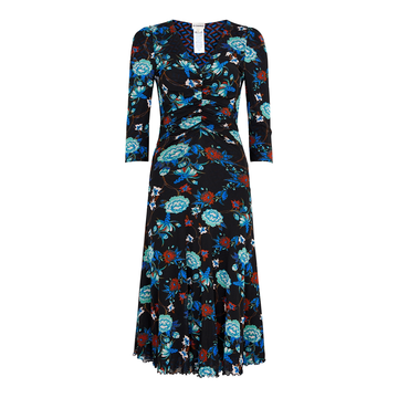 Ivan printed ruched tulle midi dress