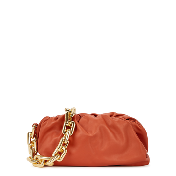 The Chain Pouch orange leather shoulder bag
