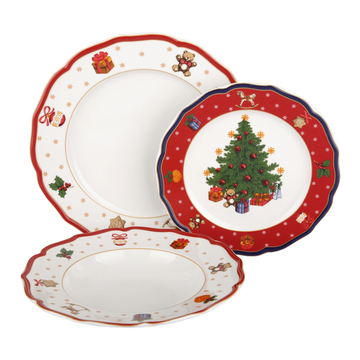 Set 3 pezzi posto tavola albero di Natale in porc...